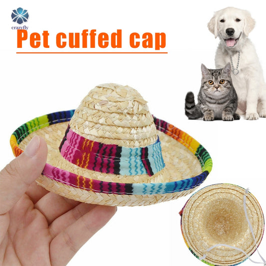 ❥Ultra Low Price ❥ Multicolor Pet Sombrero Hat Dog Cat Cap Small Pet Outdoor Costume Head Wear Decoration