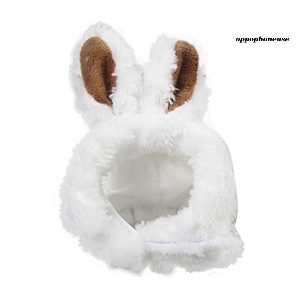 CWYP_Pet Guinea Pig Kittens Warm Plush Hat Adjustable Headband with Cute Rabbit Ears