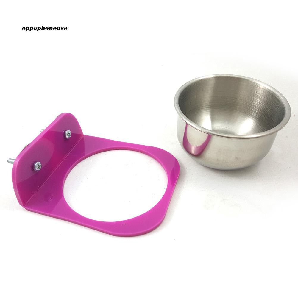 【OPHE】Stainless Steel Food Water Feeding Bowl Cup Bird Parrot Feeder Pet Cage Supplies