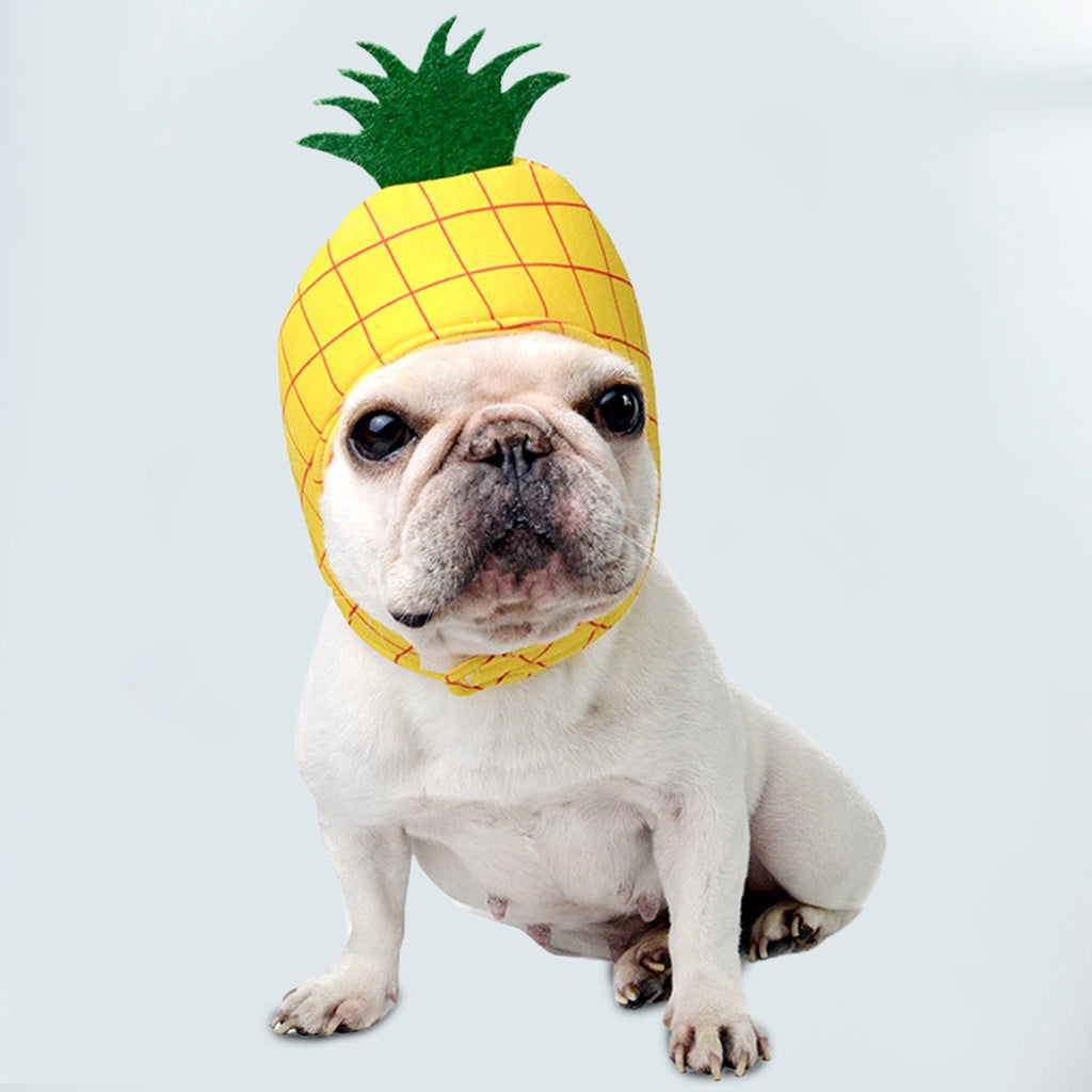 gooditem Pet Cap Cartoon Fruit Photography Prop Soft Texture Cute Pet Cats Puppy Pineapple Shape Hat for Theme Party