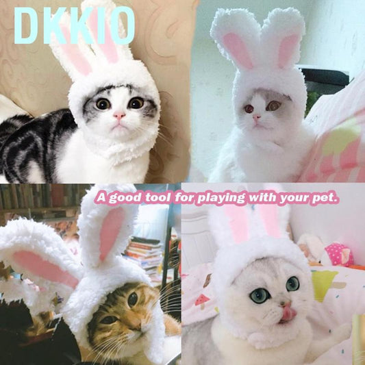 Dkkio Professional Rabbit Ear Hat Cute Pet Costume Cosplay Cat Cap Accessaries