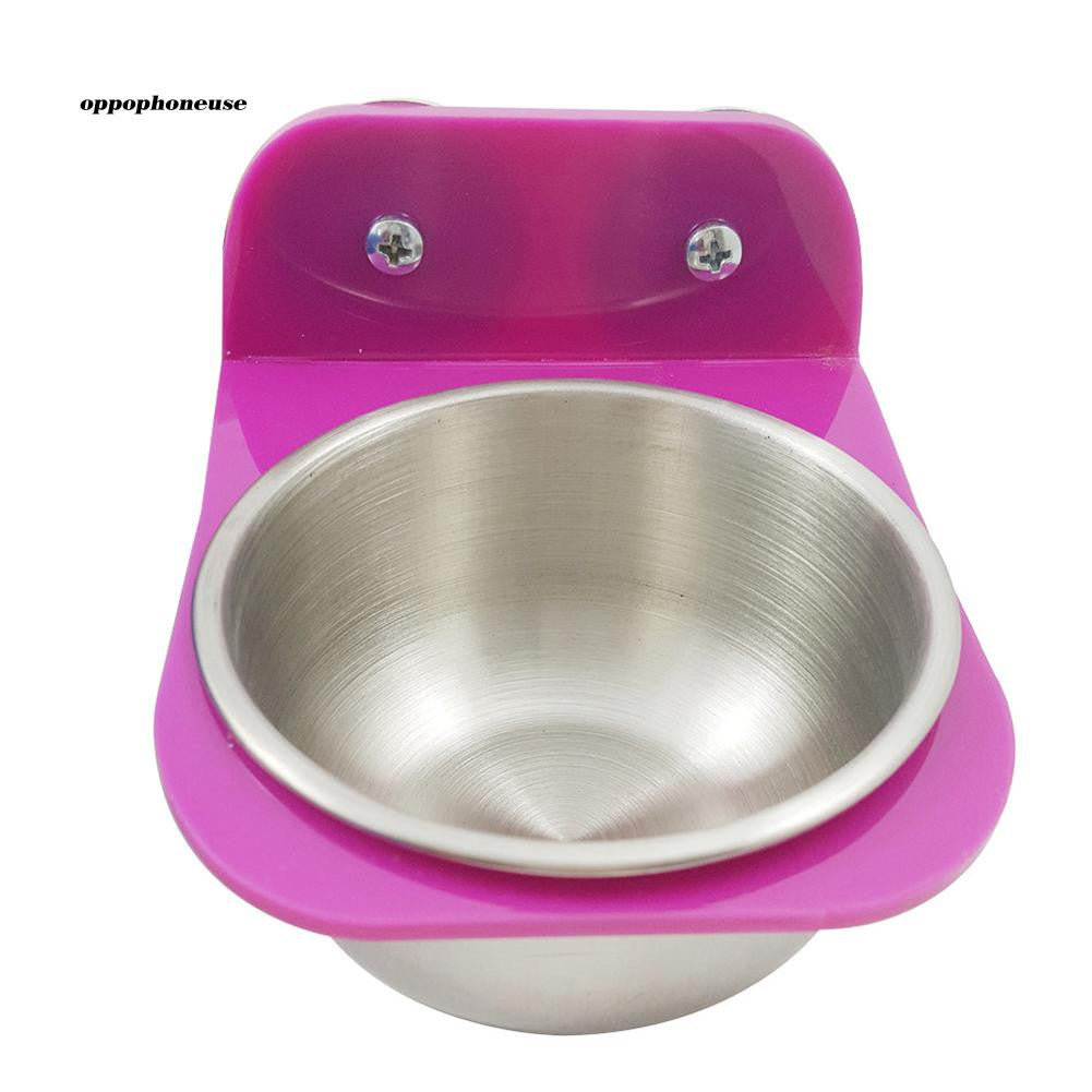 【OPHE】Stainless Steel Food Water Feeding Bowl Cup Bird Parrot Feeder Pet Cage Supplies