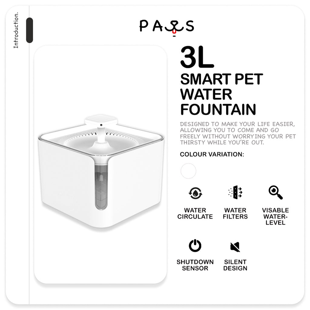 3L Cat Water Fountain with Filter Pet Water Dispenser Transparent Water Level Dog Drinking Water Feeder