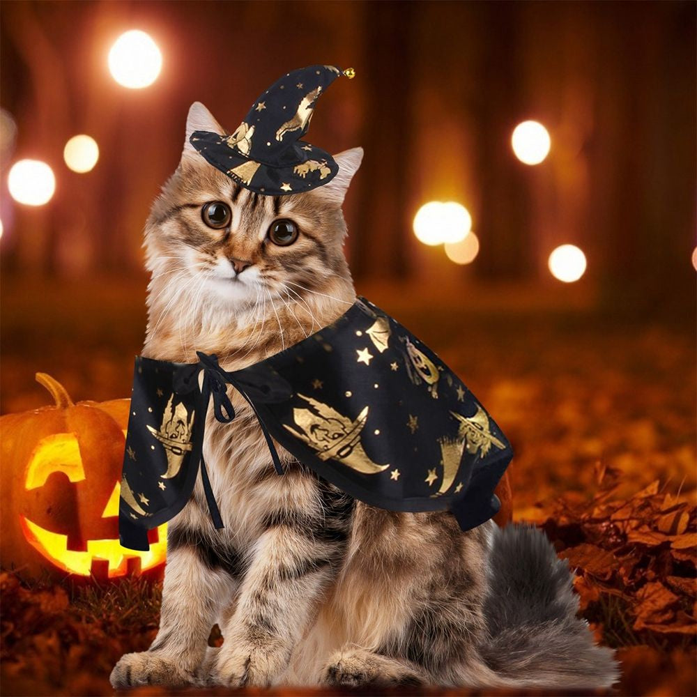 ALLGOODS Funny Pet Halloween Costume Halloween Cosplay Puppy Collar Halloween Apparels Cloak For Cat Dog Halloween Party Pet Accessories Party Dressing Dog Halloween Set