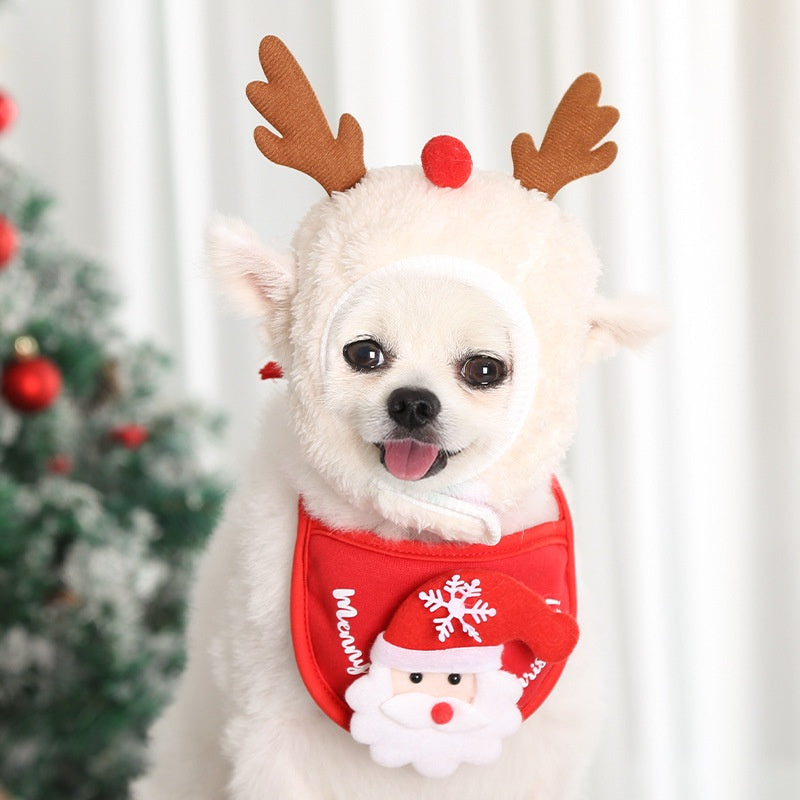 【Christmas Special】Pet Cat Christmas Hat Dog Saliva Towel Bib Autumn Match