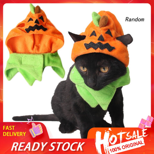 ◆RAN◆Cute Pet Cat Costume Cosplay Pumpkin Hat Cap Halloween Party Headwear Decor