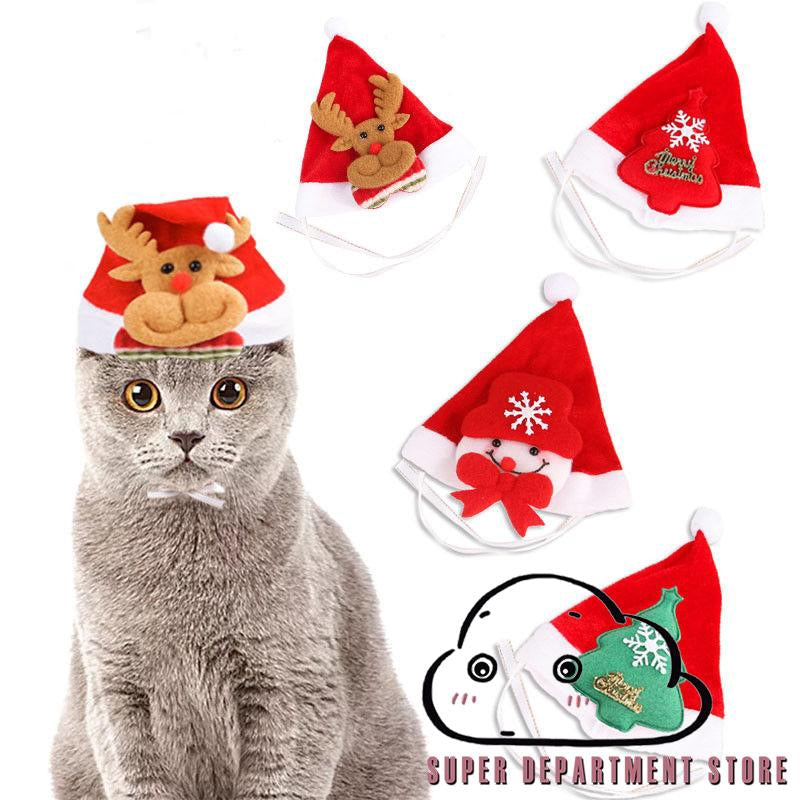 UOE-Christmas pet hat santa claus puppy cat costume hat red cute reindeer hat