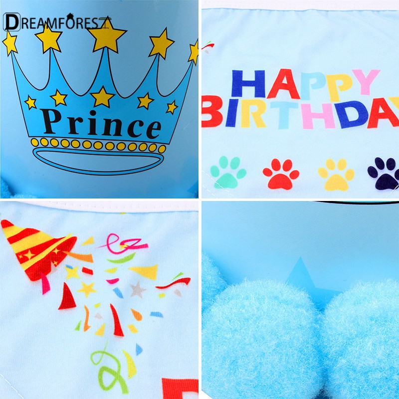 DF Cute Dog Birthday Hat Scarf Set Kawaii Doggie Birthday Party Decorations Pet Supplies