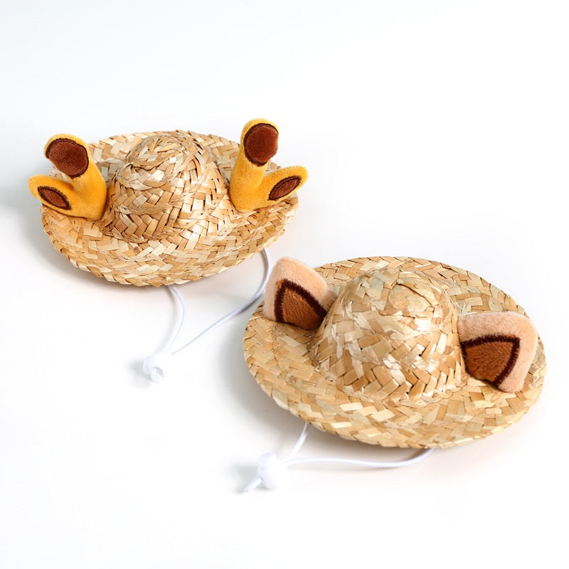 Cat Hat Pet Hat Summer Sunscreen Lovely Frog Fox Antler Ear Hat Cat Method Dog Fighting Shooting Props